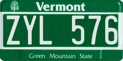 VT license plate ZYL576
