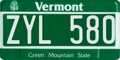 VT license plate ZYL580