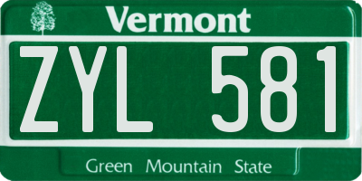 VT license plate ZYL581