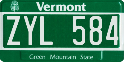 VT license plate ZYL584
