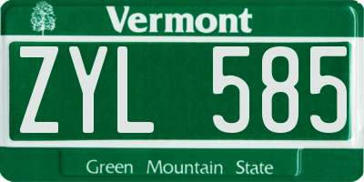 VT license plate ZYL585