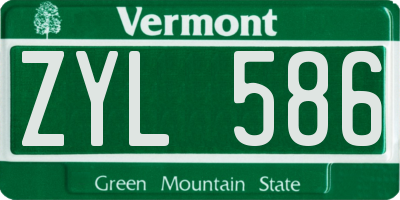 VT license plate ZYL586