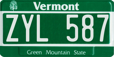 VT license plate ZYL587