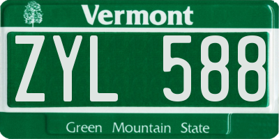VT license plate ZYL588