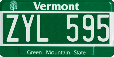 VT license plate ZYL595