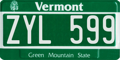 VT license plate ZYL599
