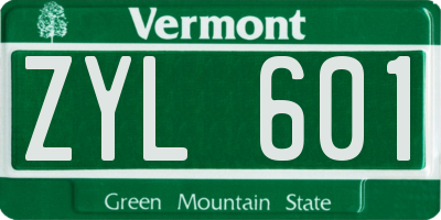 VT license plate ZYL601