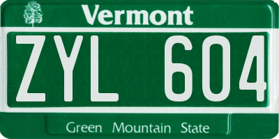 VT license plate ZYL604