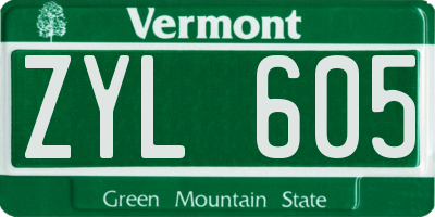 VT license plate ZYL605