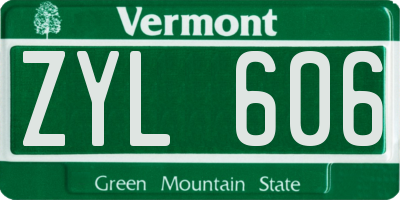 VT license plate ZYL606