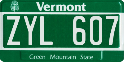 VT license plate ZYL607