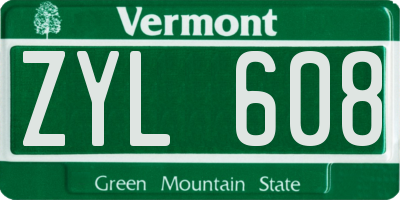 VT license plate ZYL608