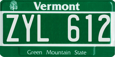 VT license plate ZYL612
