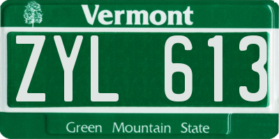 VT license plate ZYL613