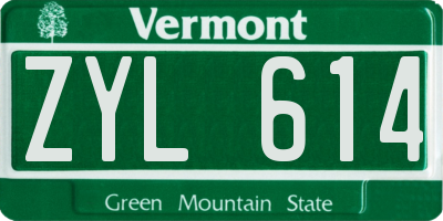 VT license plate ZYL614