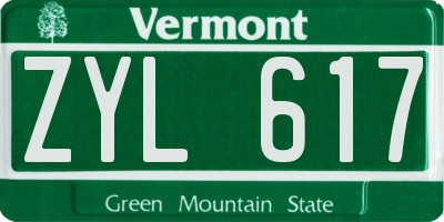 VT license plate ZYL617
