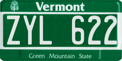 VT license plate ZYL622