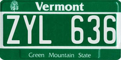 VT license plate ZYL636