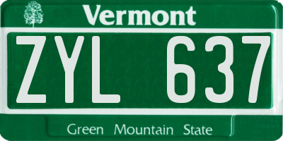 VT license plate ZYL637