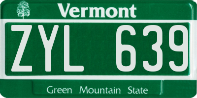 VT license plate ZYL639