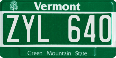 VT license plate ZYL640