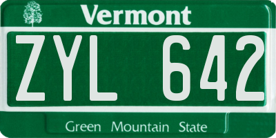 VT license plate ZYL642