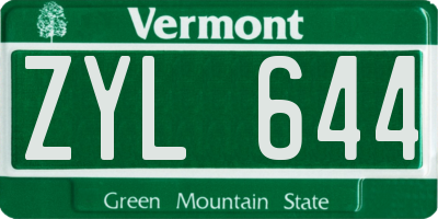 VT license plate ZYL644