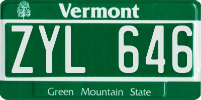 VT license plate ZYL646