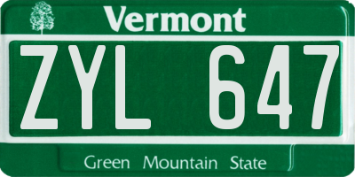 VT license plate ZYL647