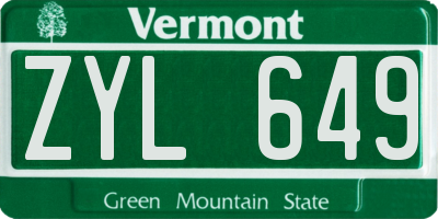VT license plate ZYL649