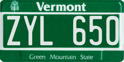 VT license plate ZYL650