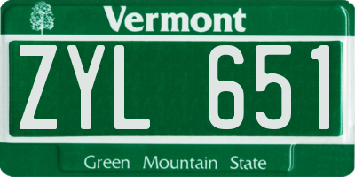 VT license plate ZYL651