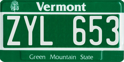 VT license plate ZYL653