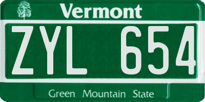 VT license plate ZYL654