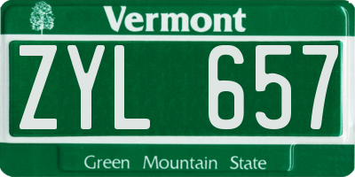 VT license plate ZYL657