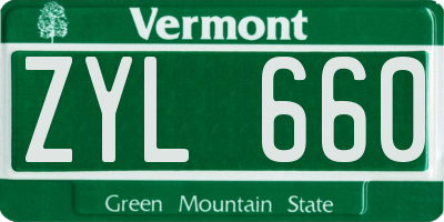 VT license plate ZYL660
