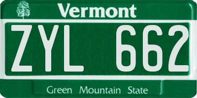 VT license plate ZYL662