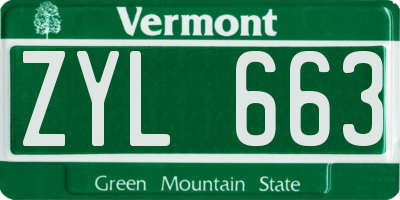 VT license plate ZYL663