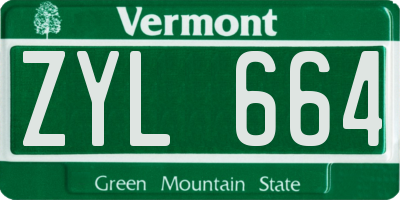 VT license plate ZYL664
