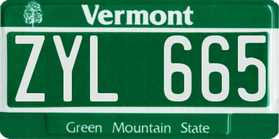 VT license plate ZYL665