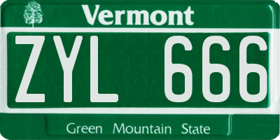 VT license plate ZYL666
