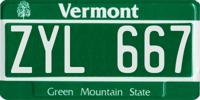 VT license plate ZYL667