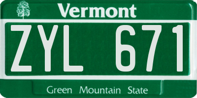 VT license plate ZYL671