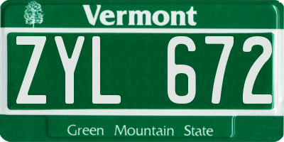 VT license plate ZYL672