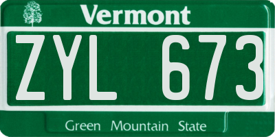 VT license plate ZYL673