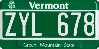 VT license plate ZYL678