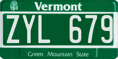 VT license plate ZYL679