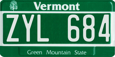 VT license plate ZYL684