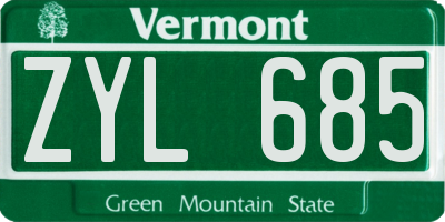 VT license plate ZYL685