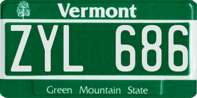 VT license plate ZYL686